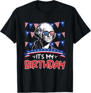 Its my Birthday Independence Day George Washington Party Men T-Shirt - T-Shirt | Black