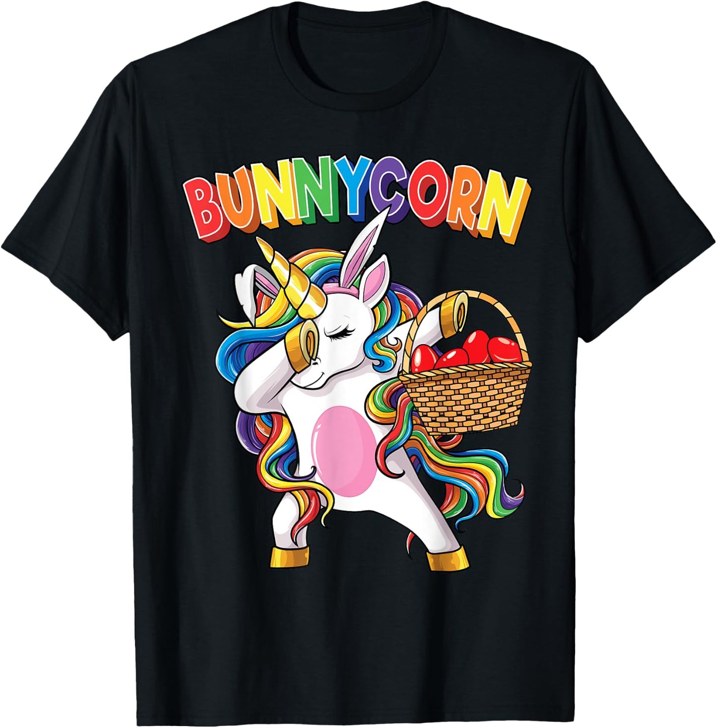 Dabbing Unicorn Shirt Bunnycorn Eggs Easter Girls Kids Dab T-Shirt - T-Shirt | Black