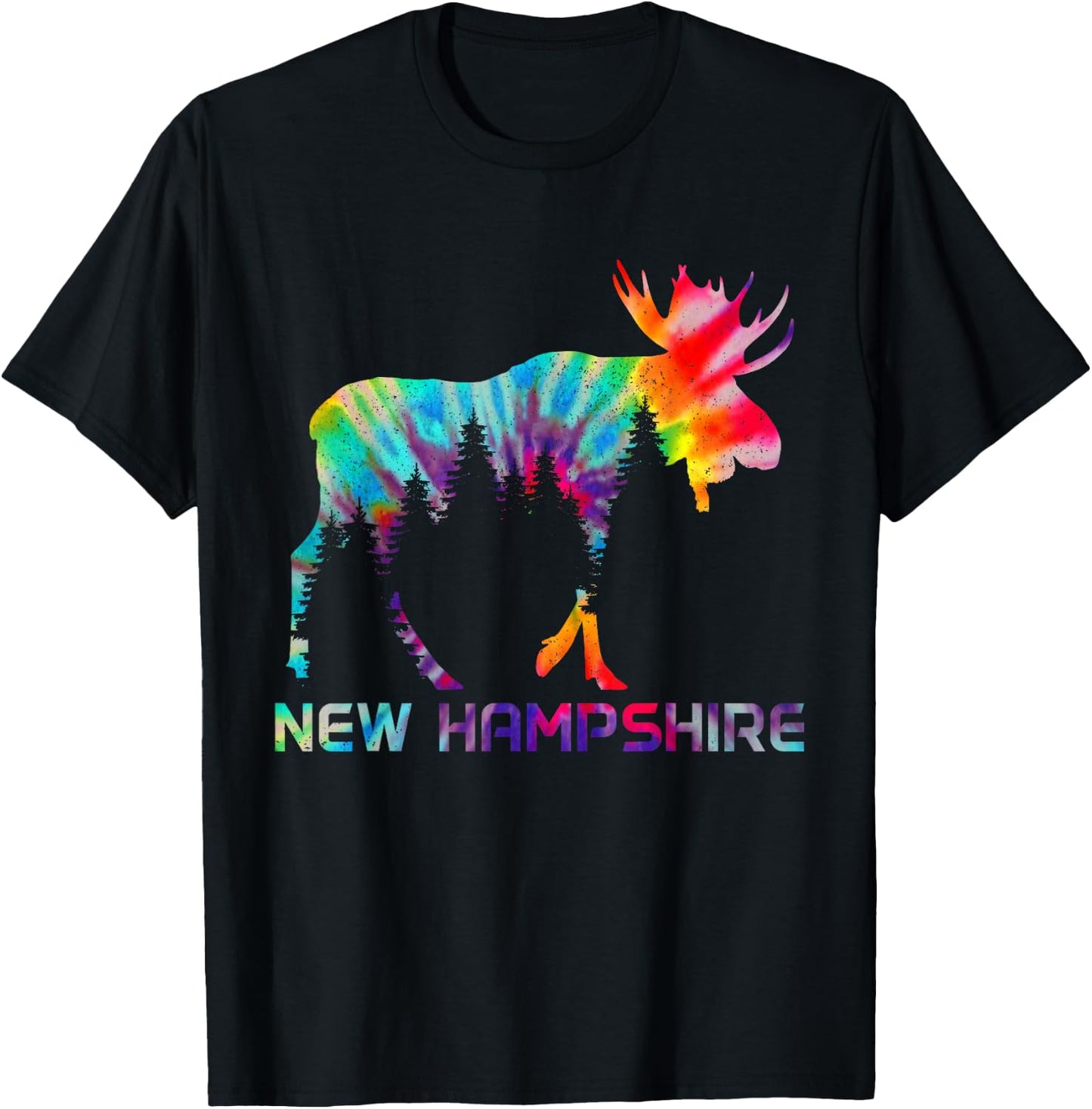 New Hampshire Vintage Tie Dye Souvenir Elk T-Shirt - T-Shirt | Black