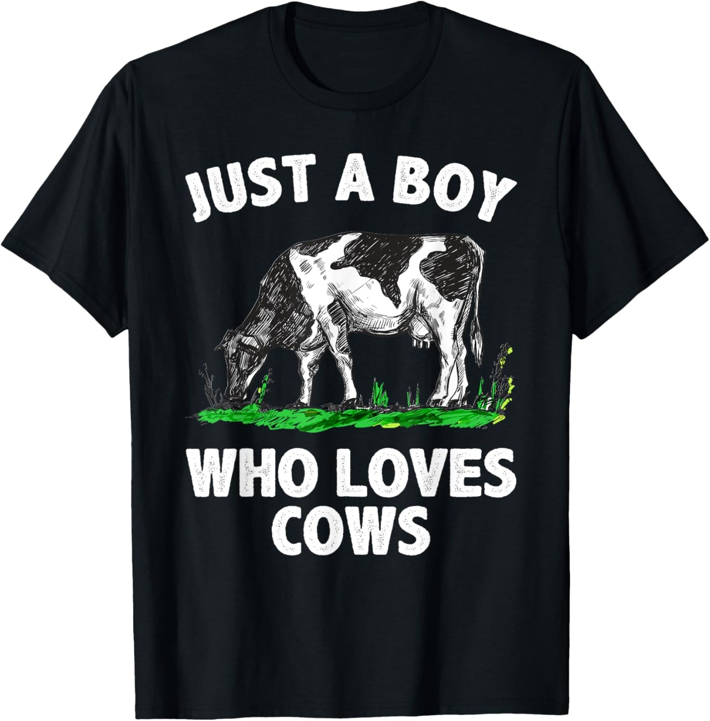 Funny Cow Design Boys Cow Farmer Livestock Animal T-Shirt - T-Shirt | Black