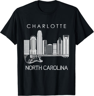 Charlotte Souvenir Men North Carolina Souvenir Music Guitar T-Shirt - T-Shirt | Black