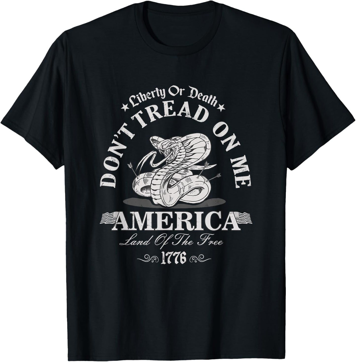 LIBERTY OR DEATH DO NOT TREAD ON ME Patriotic Proud 1776 Women Men T-Shirt - T-Shirt | Black