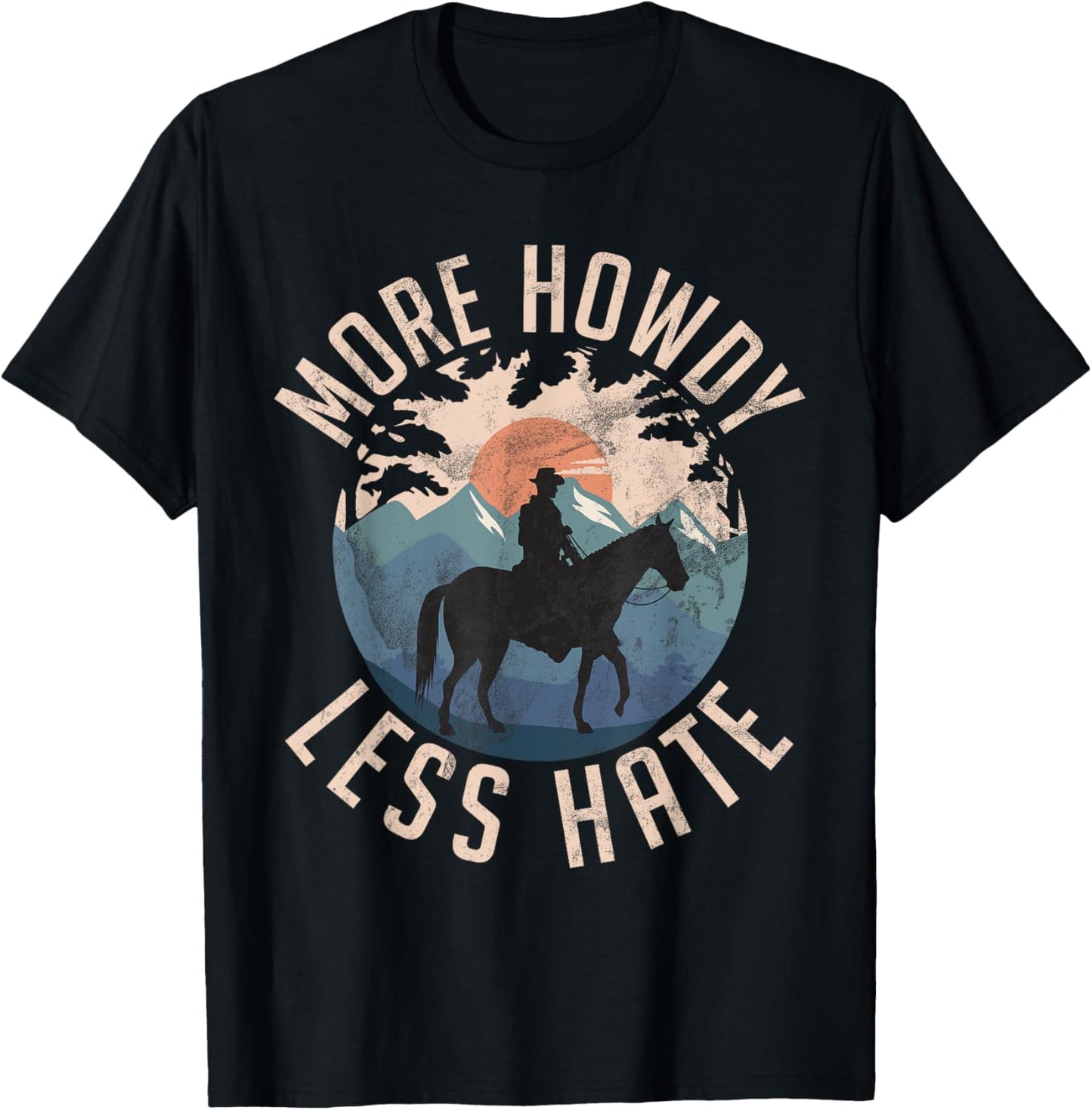 More Howdy Less Hate Country Horse Trail Riders Ranchers Boy T-Shirt - T-Shirt | Black