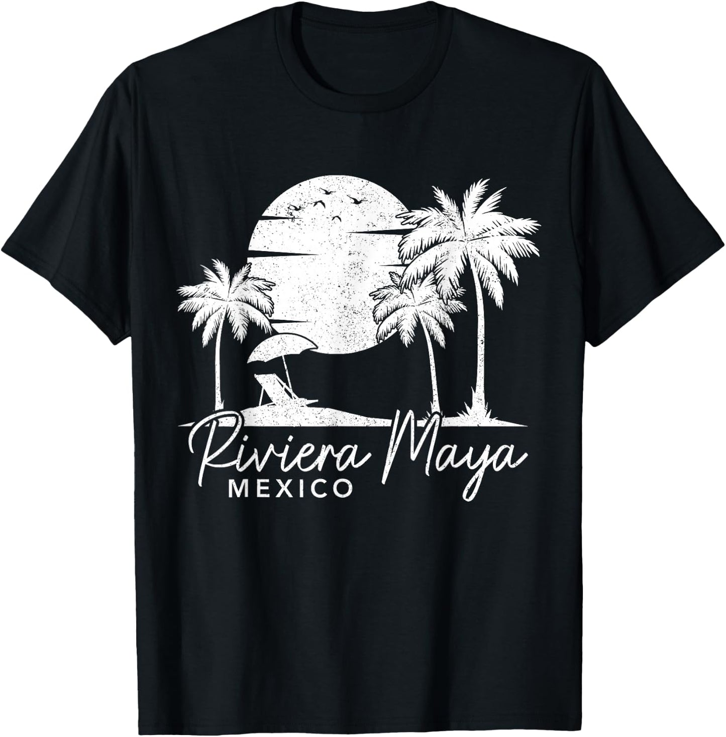 Riviera Maya Mexico Vintage Sunset Surfer Retro T-Shirt - T-Shirt | Black
