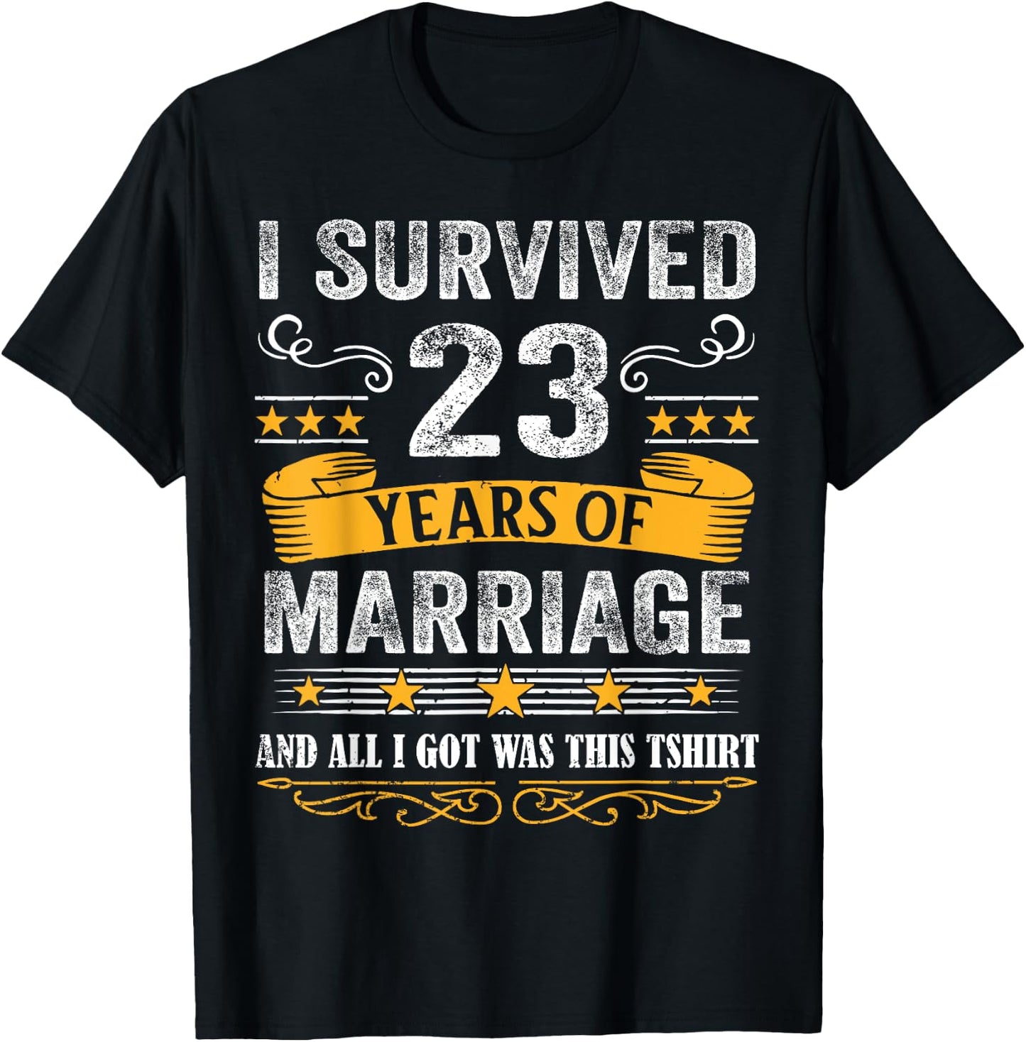 23rd Wedding Anniversary shirt Couples Husband Wife 23 Years T-Shirt - T-Shirt | Black