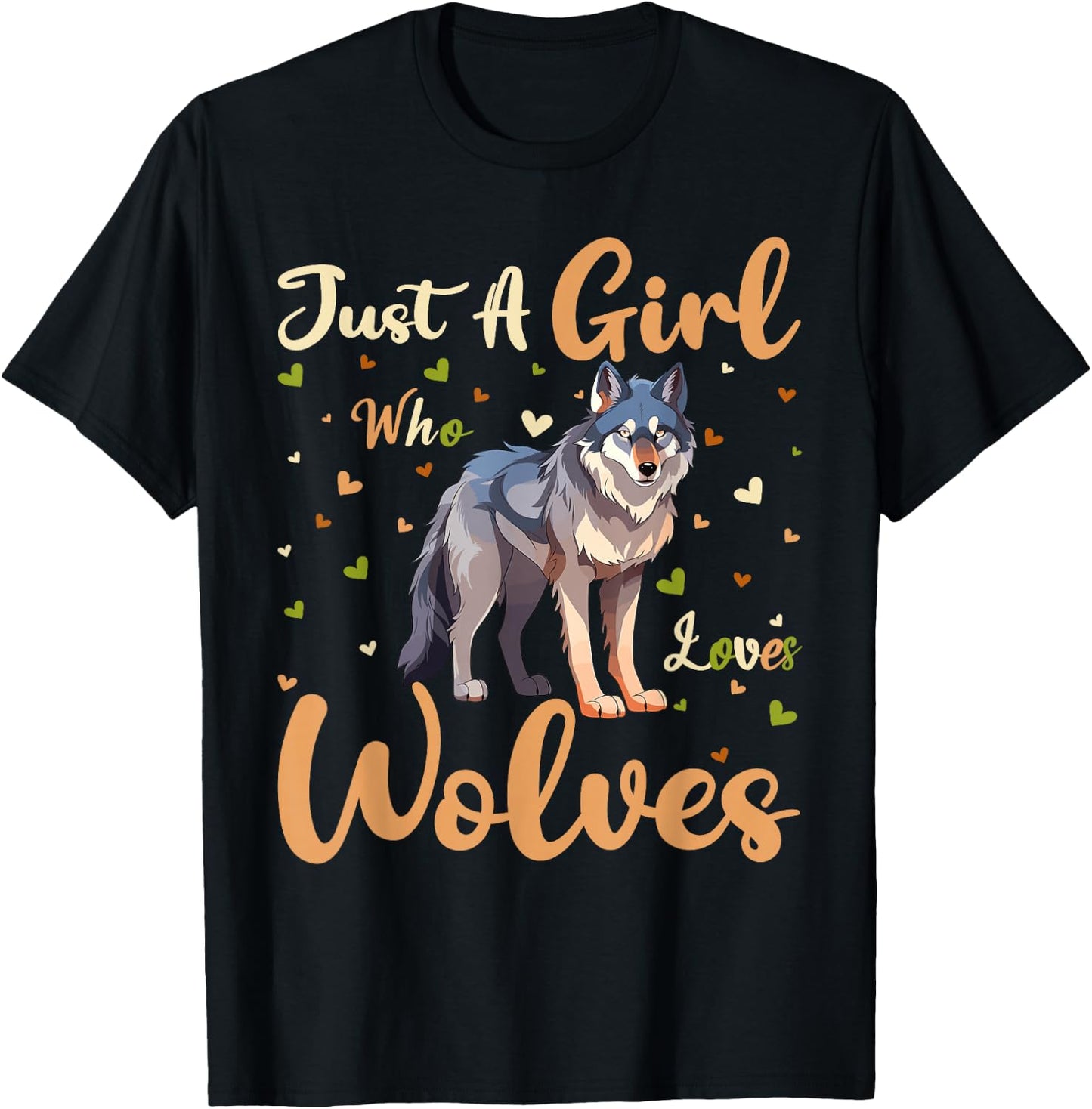 Wolf Lover Just A Girl Who Loves Wolves T-Shirt - T-Shirt | Black