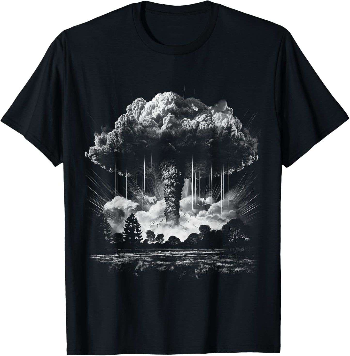 Atomic Bomb Nuclear Fission Nuke Mushroom Cloud Vintage T-Shirt - T-Shirt | Black
