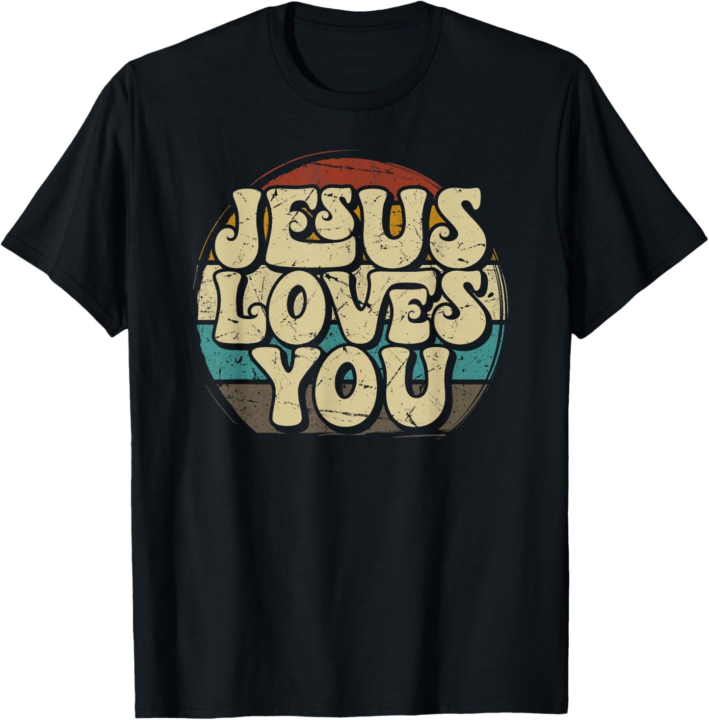 Jesus Loves You Retro Vintage Style Graphic Men T-Shirt - T-Shirt | Black