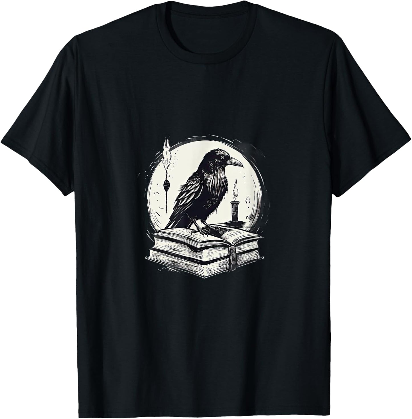 Raven Reading Book Occult Crow T-Shirt - T-Shirt | Black