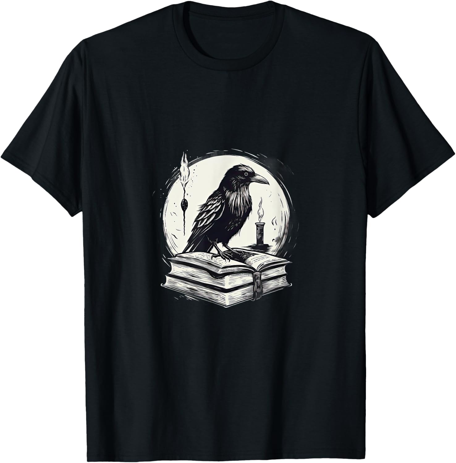 Raven Reading Book Occult Crow T-Shirt - T-Shirt | Black