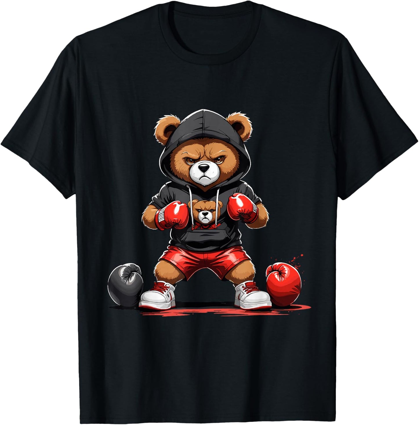Teddy Bear Gangster Boxer with Hip Hop Street Clothes T-Shirt - T-Shirt | Black