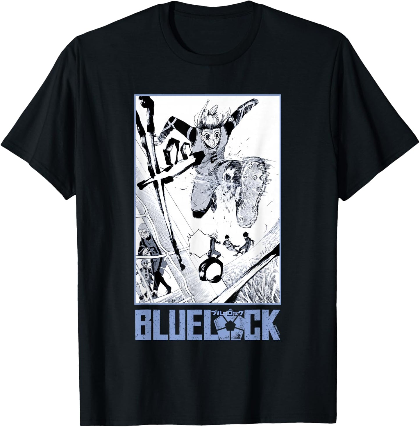 Blue Lock Gin Gagamaru Goalkeeper Big Chest Panel Portrait T-Shirt - T-Shirt | Black