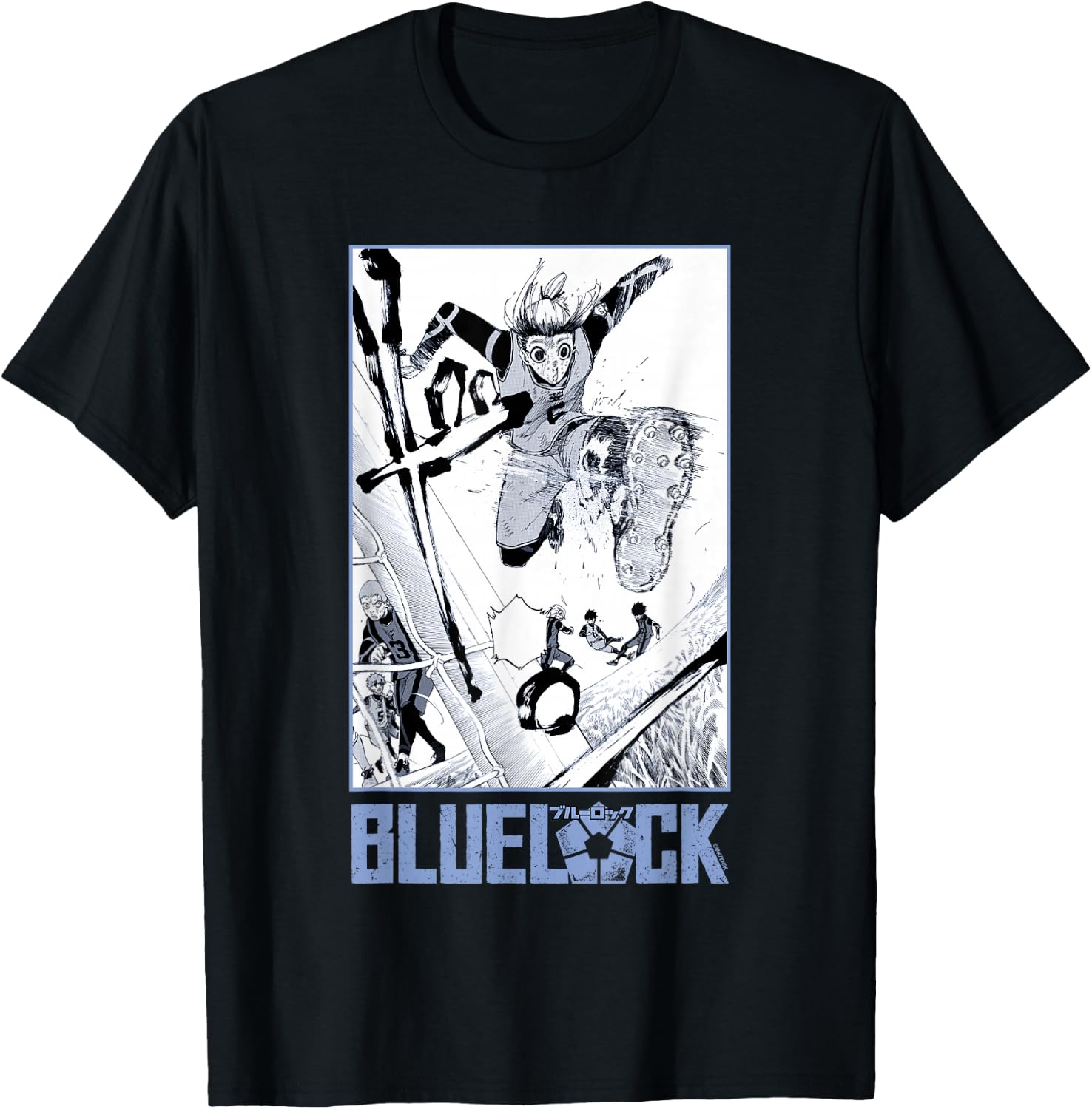 Blue Lock Gin Gagamaru Goalkeeper Big Chest Panel Portrait T-Shirt - T-Shirt | Black