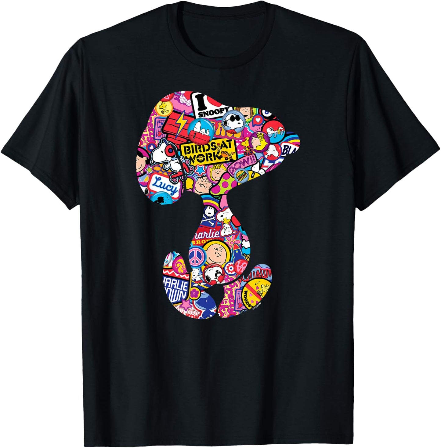 Peanuts - Snoopy Silhoutte Pattern T-Shirt - T-Shirt | Black