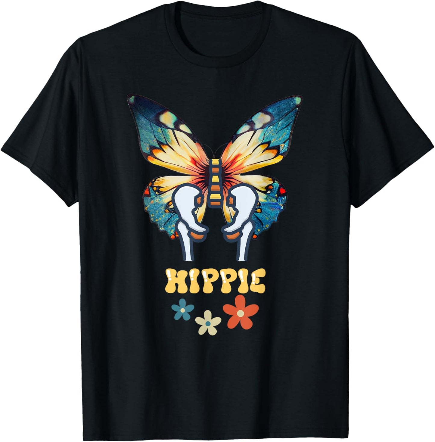 Hip Joint Replacement Hippie Butterfly Retro 60s 70s Women T-Shirt - T-Shirt | Black