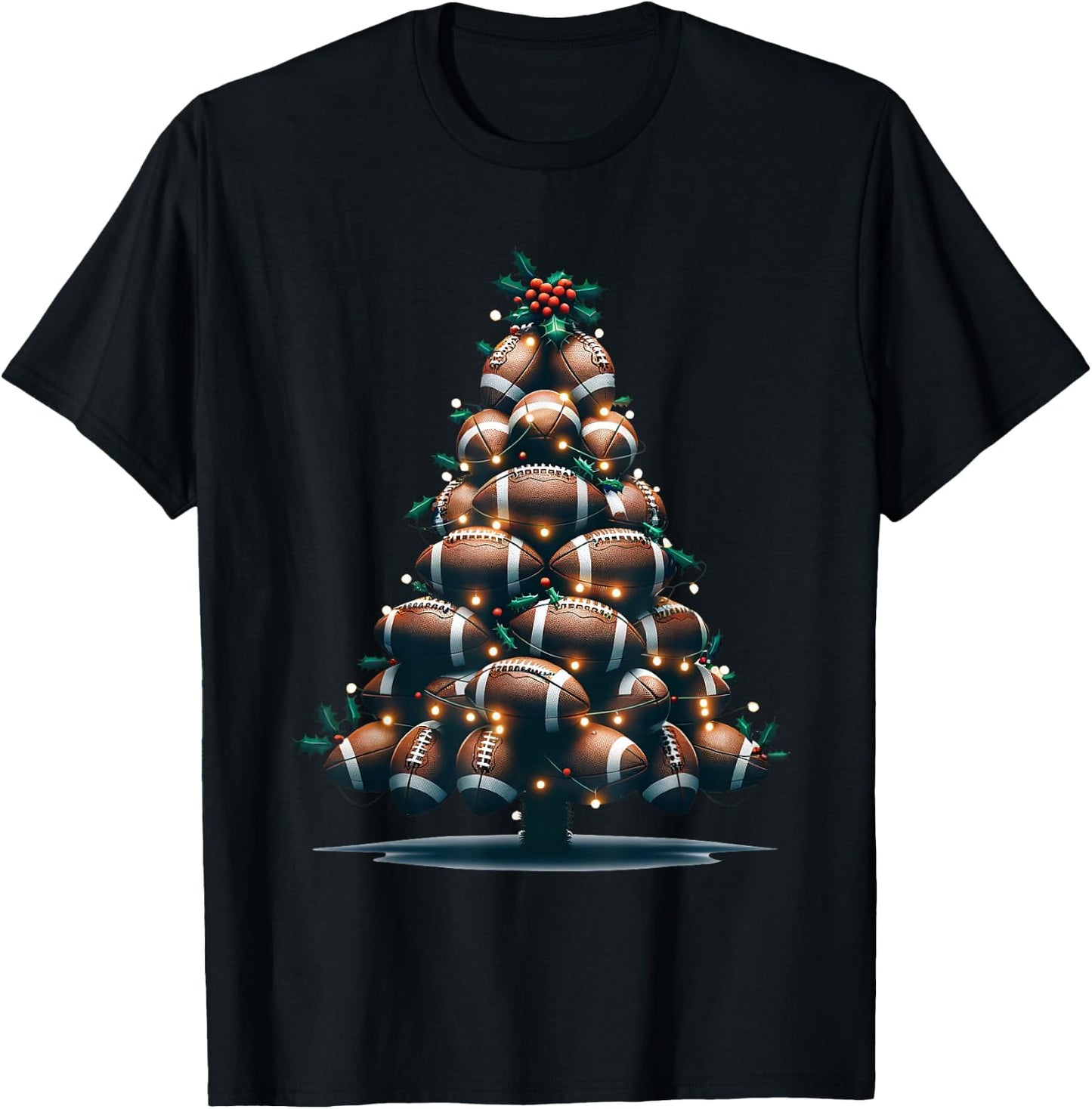 Football Christmas Tree For Sports Lovers Player T-Shirt - T-Shirt | Black
