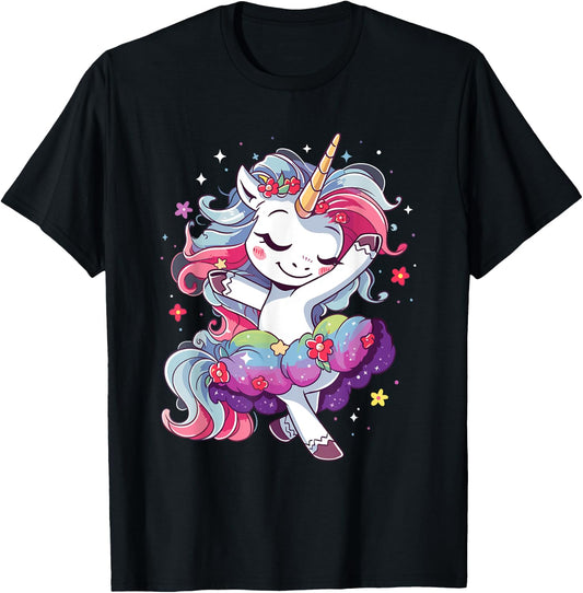 Ballet Dancer Unicorn Outfit Ballerina Dance For Girls T-Shirt - T-Shirt | Black