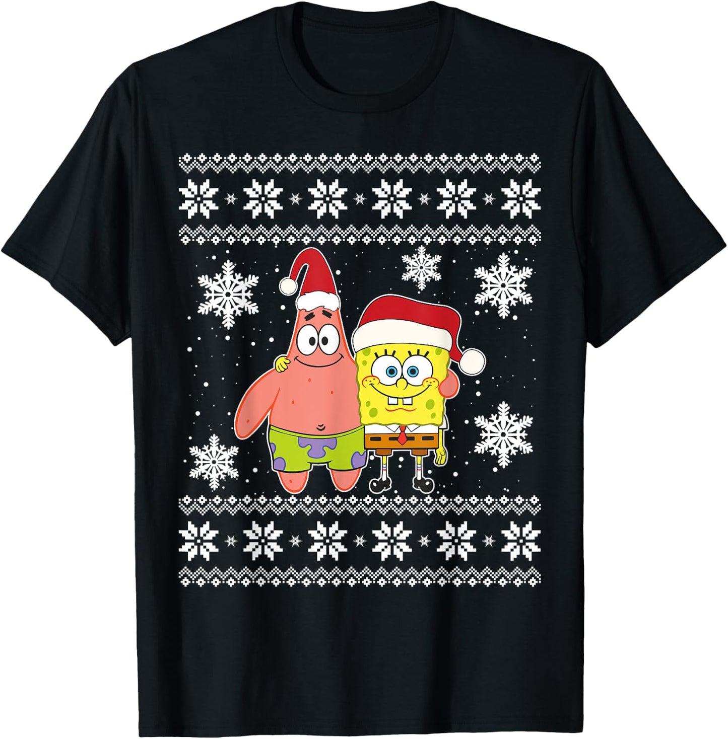 Mademark x SpongeBob SquarePants - Spongebob And Patrick Best Friends Holiday Christmas Graphic T-Shirt - T-Shirt | Black