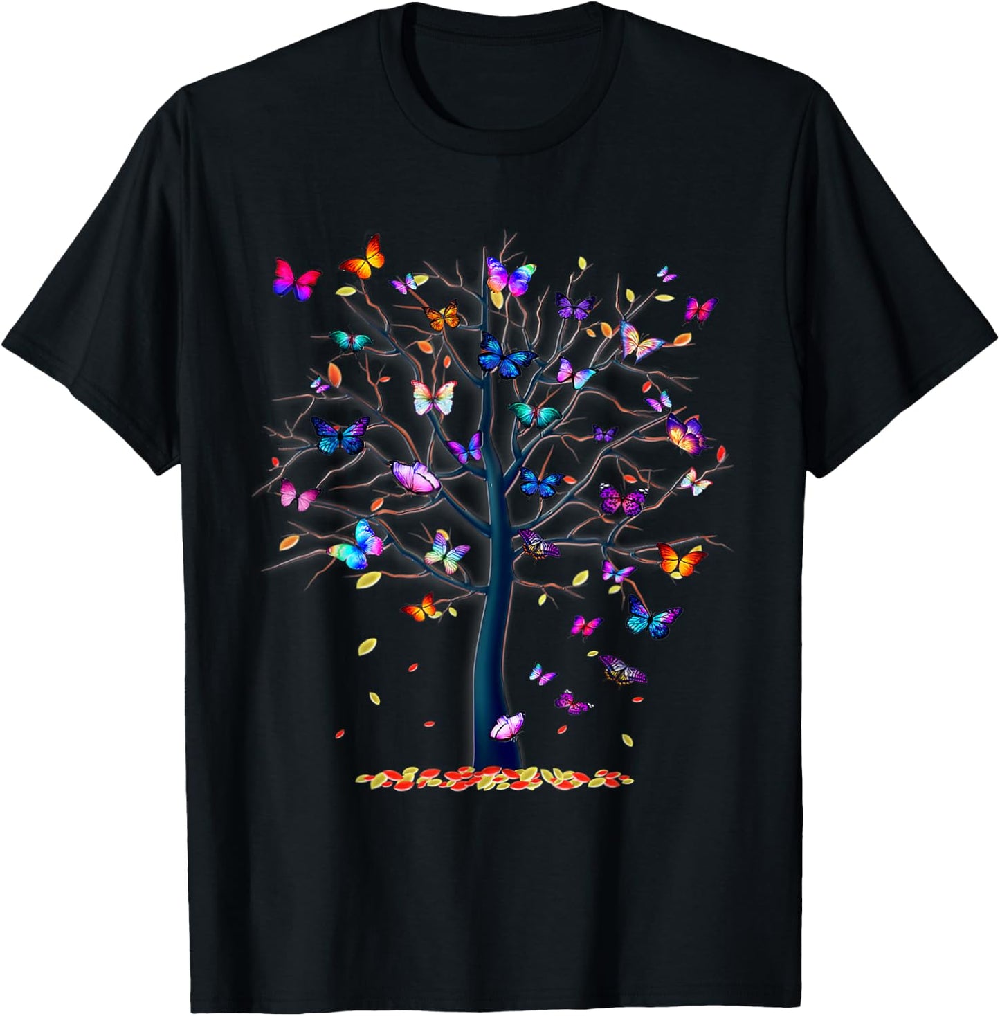 Butterfly Tree Beautiful T-Shirt - T-Shirt | Black