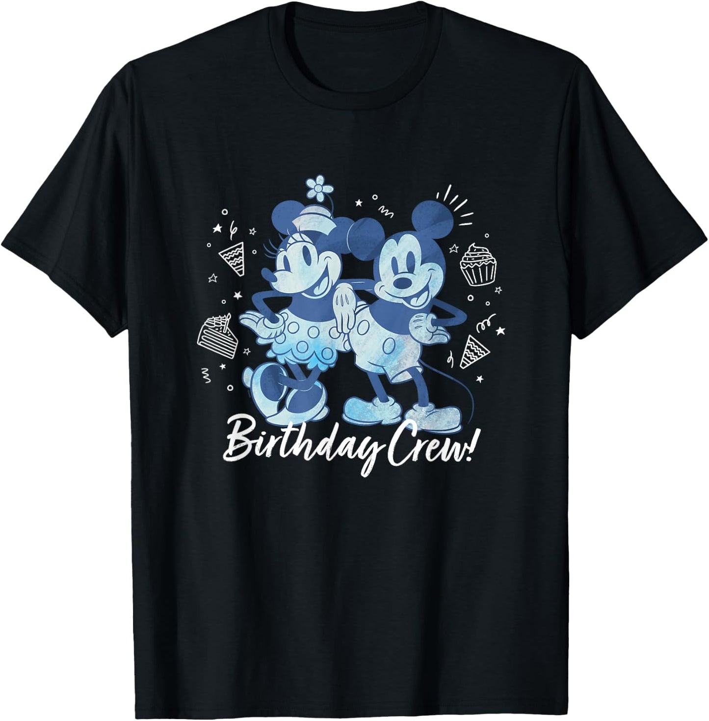 Disney Mickey Mouse and Minnie Mouse Birthday Crew Retro T-Shirt - T-Shirt | Black