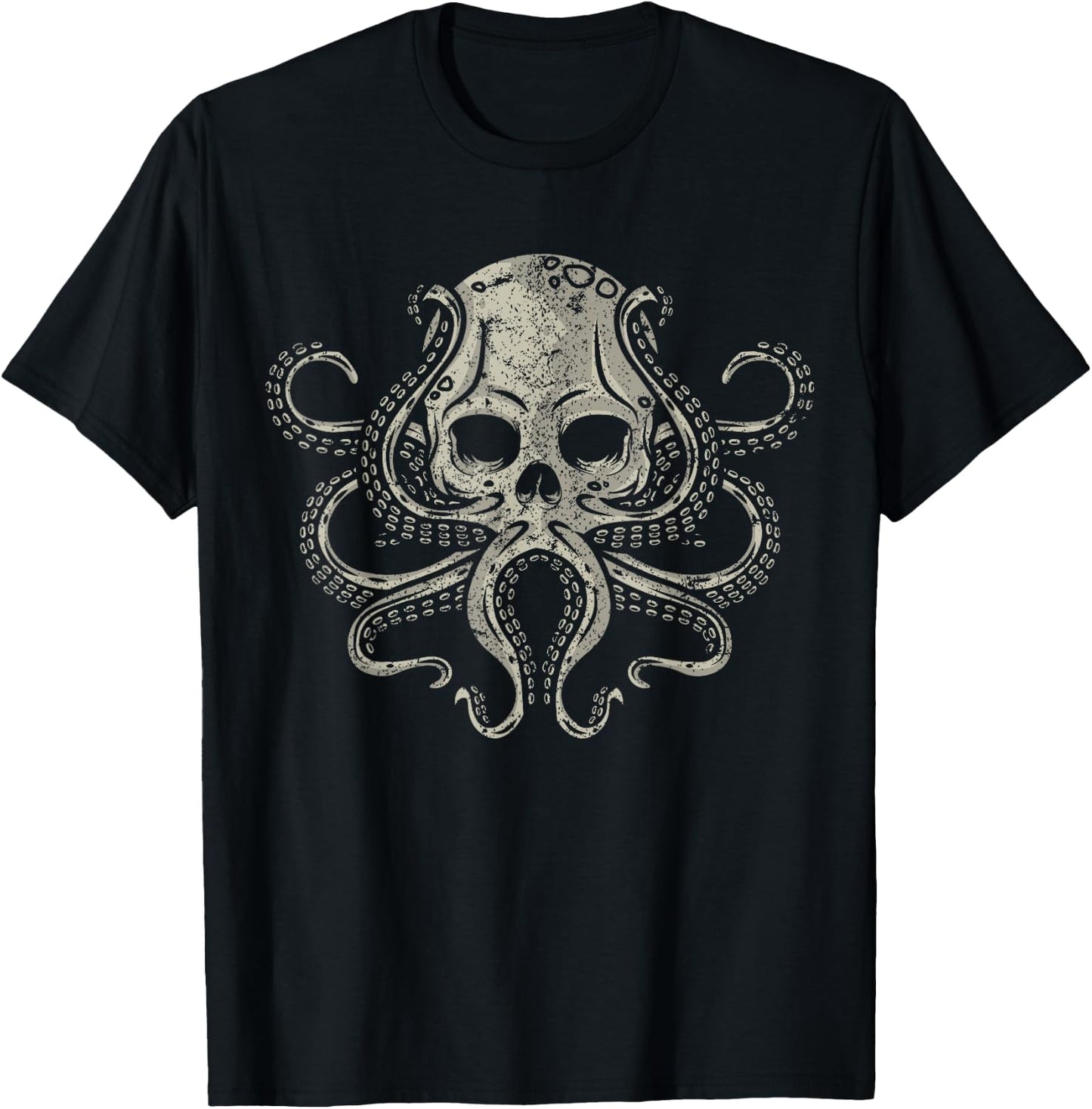 Creepy Octopus Skull Sea Monster Kraken Scuba Diver Goth T-Shirt - T-Shirt | Black