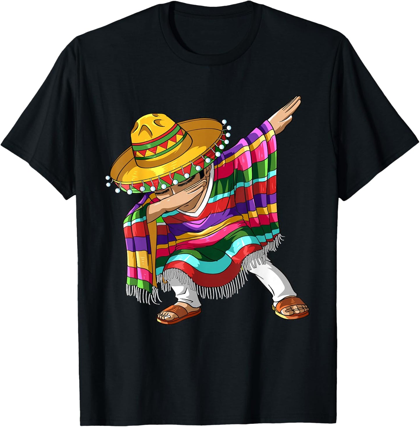 Dabbing Mexican Poncho Cinco de Mayo Boys Men Sombrero Dab T-Shirt - T-Shirt | Black