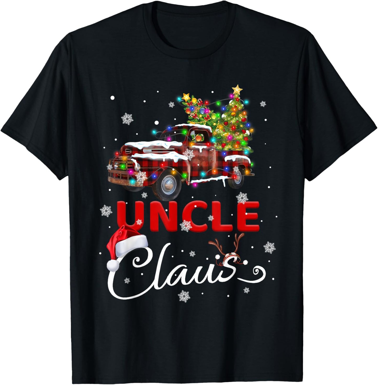 Uncle Claus Truck Santa Christmas Family Santa Men Women T-Shirt - T-Shirt | Black