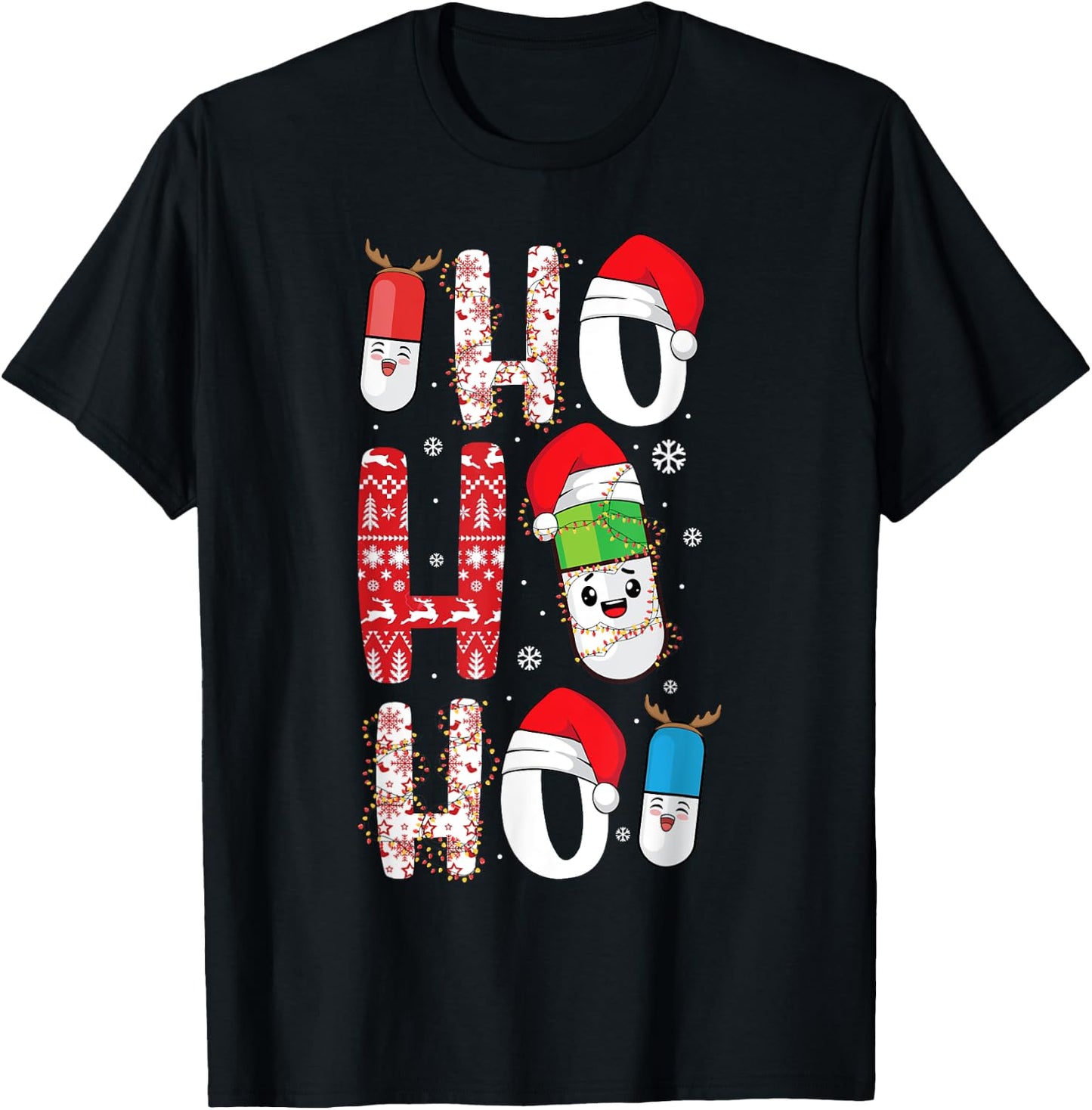 Holiday Pills Christmas Funny Pharmacy Technician Pharmacist T-Shirt - T-Shirt | Black