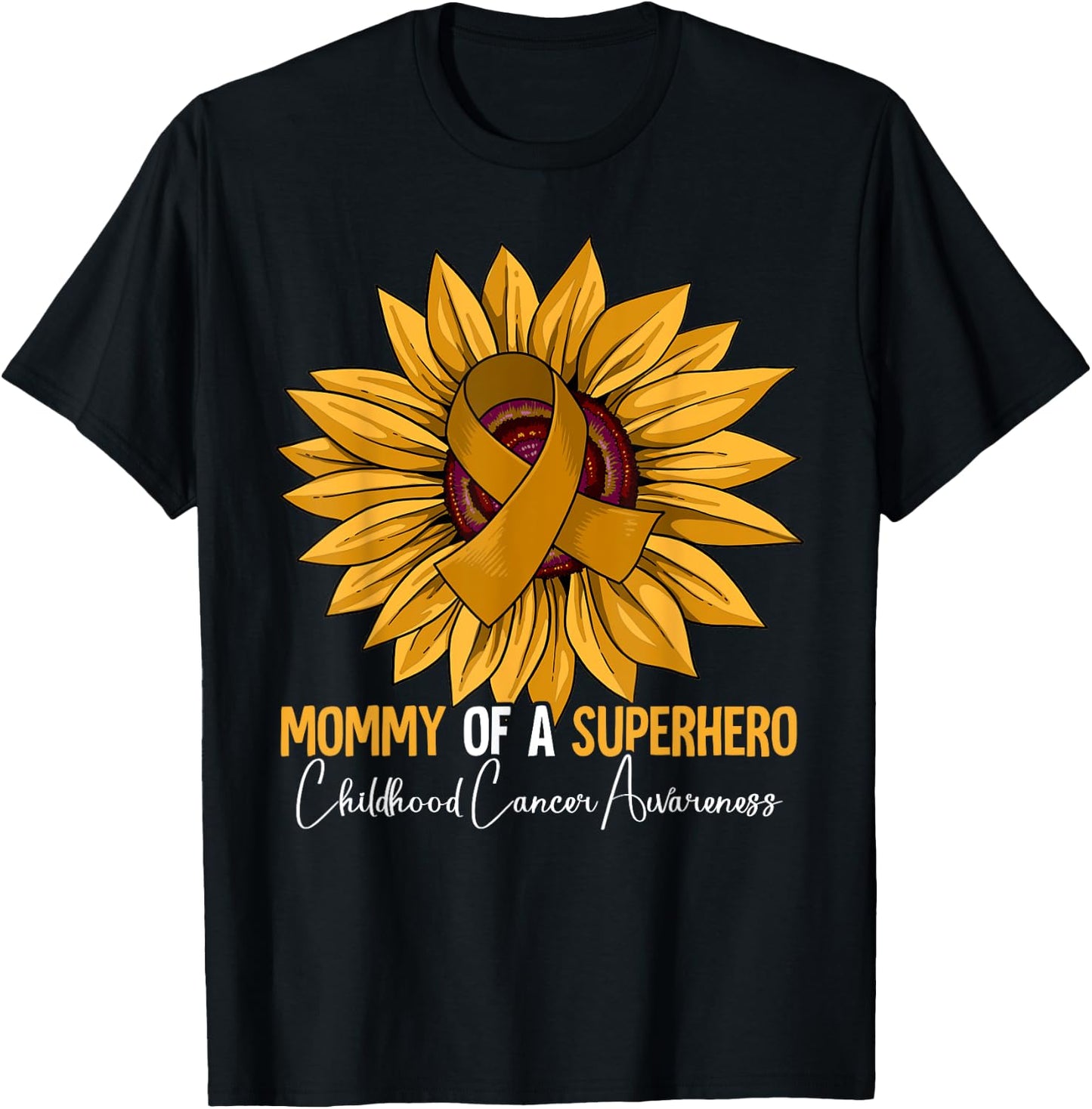 Mom Mother Childhood Cancer Awareness T-Shirt - T-Shirt | Black