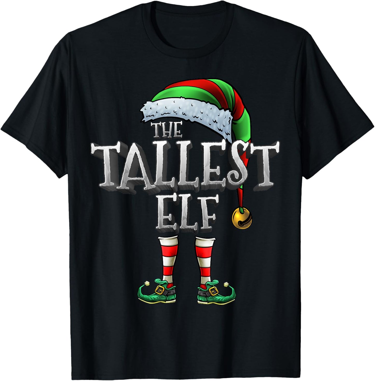 The Tallest Elf Shirt Matching Family Tallest Christmas Elf T-Shirt - T-Shirt | Black
