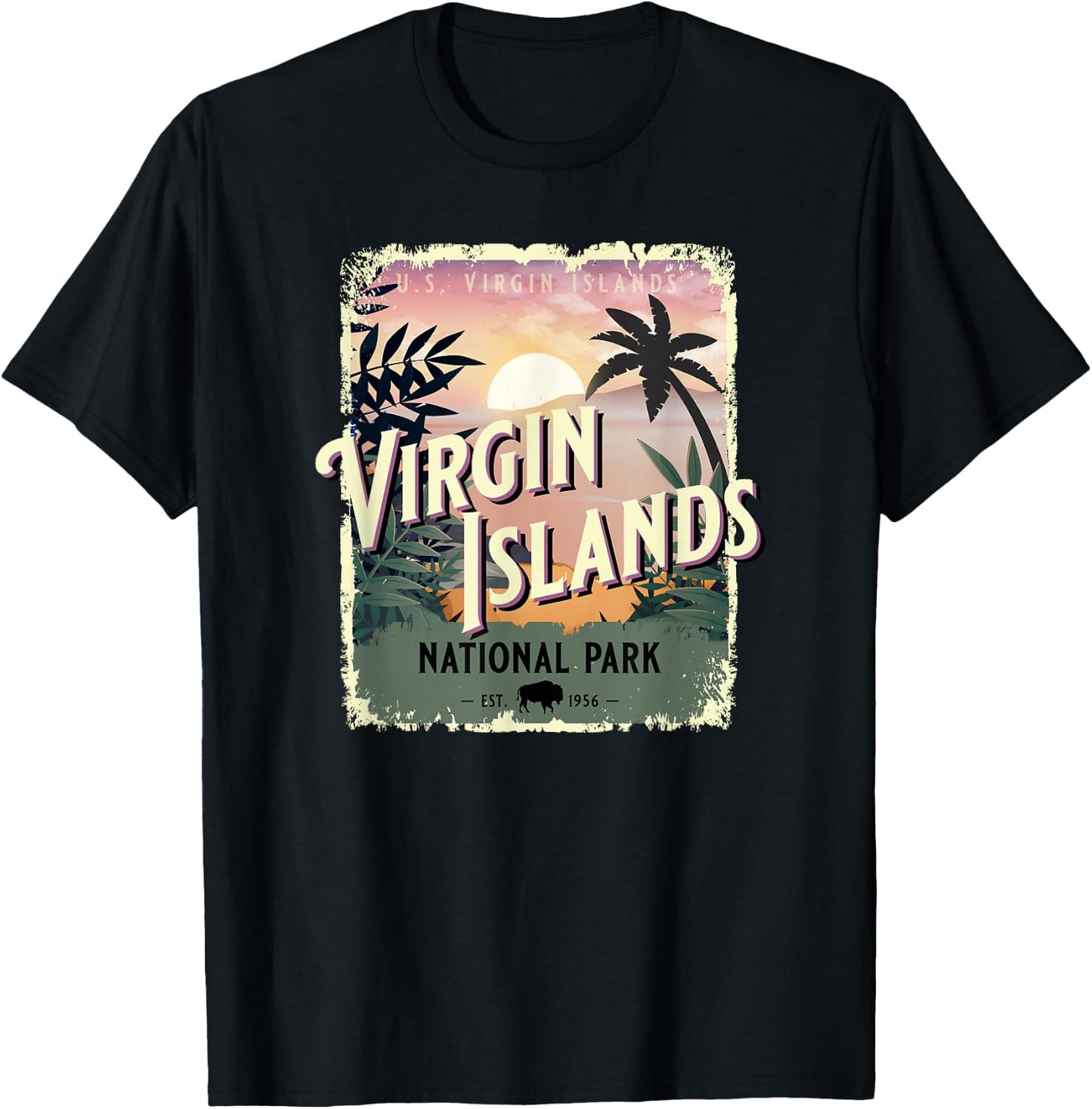 Virgin Islands National Park USA Tropical Caribbean Beach T-Shirt - T-Shirt | Black