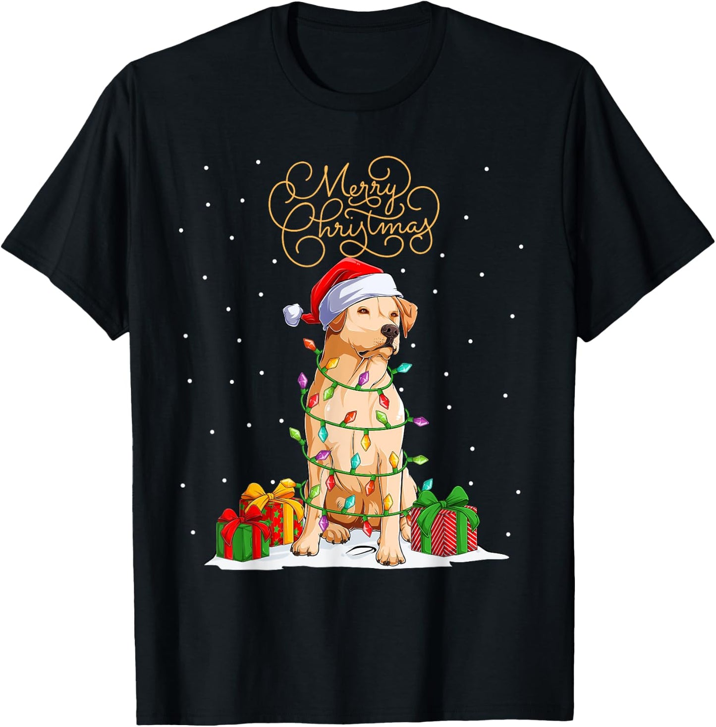Labrador Retriever Merry Christmas Xmas Lab Christmas Dog T-Shirt - T-Shirt | Black