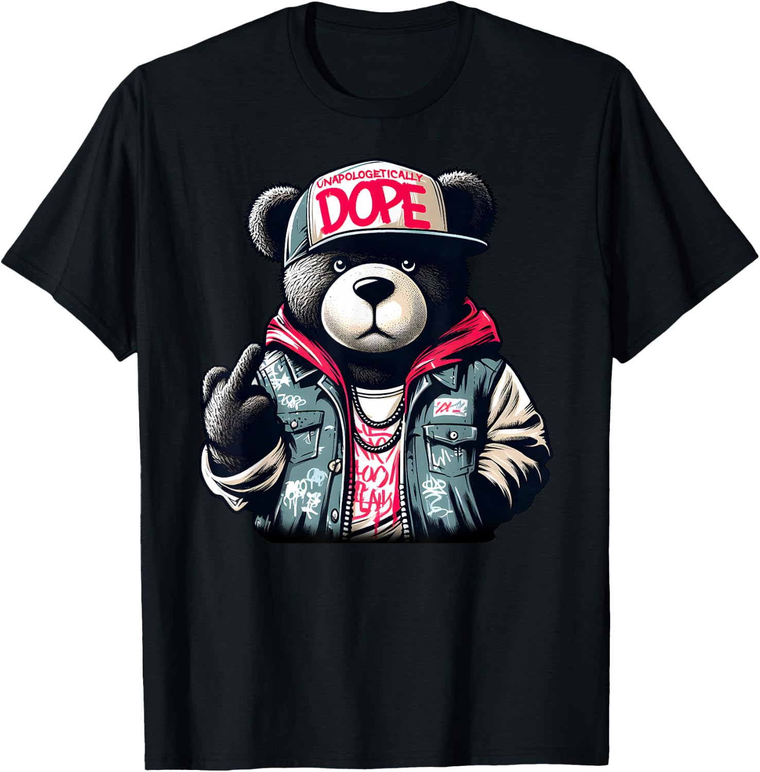Unapologetically DOPE Teddy Bear Hip Hop Women Men T-Shirt - T-Shirt | Black