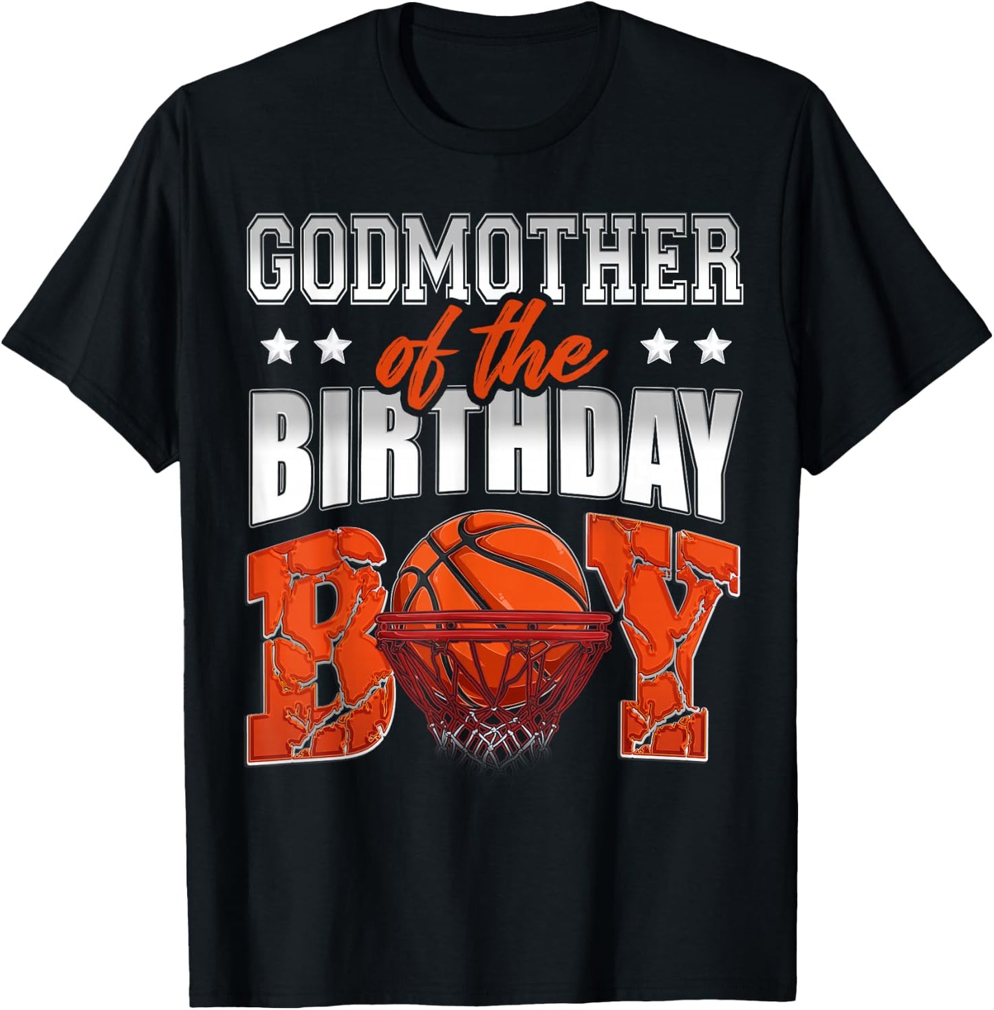 GODMOTHER Of The Birthday Boy Basketball Family Baller Party T-Shirt - T-Shirt | Black