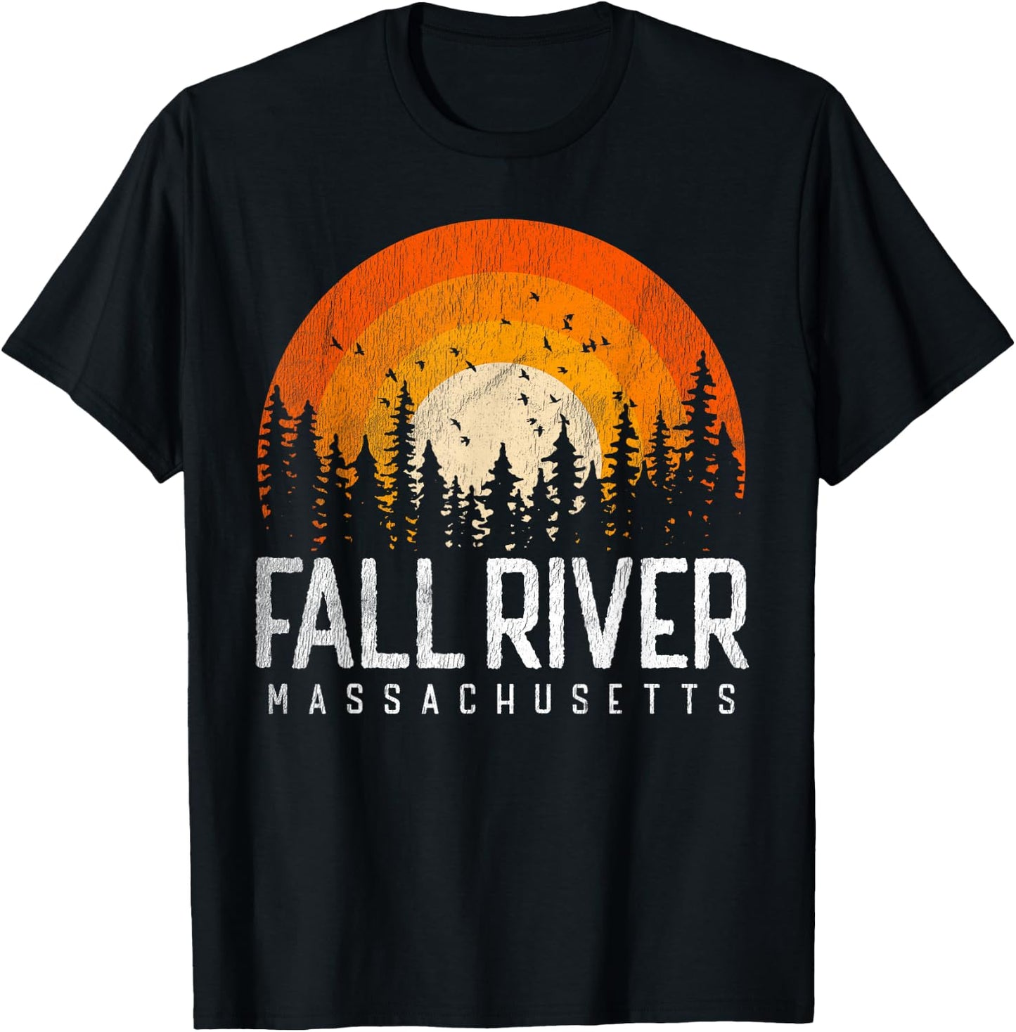 Fall River Massachusetts MA Shirt Vintage 80s 90s Retro Gift T-Shirt - T-Shirt | Black