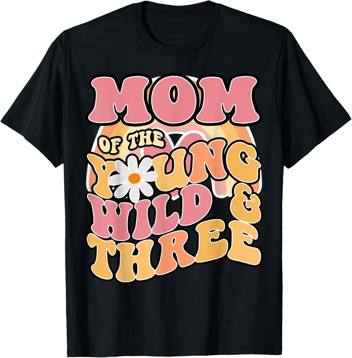 Daisy Birthday Mom Young Wild & 3 Boho 3rd Birthday Matching T-Shirt - T-Shirt | Black