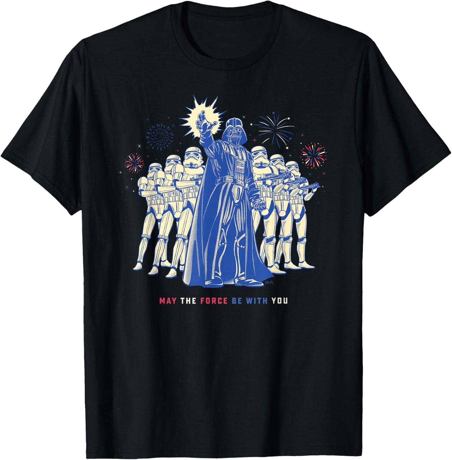 Star Wars Darth Vader Fourth of July May the Force Fireworks T-Shirt - T-Shirt | Black