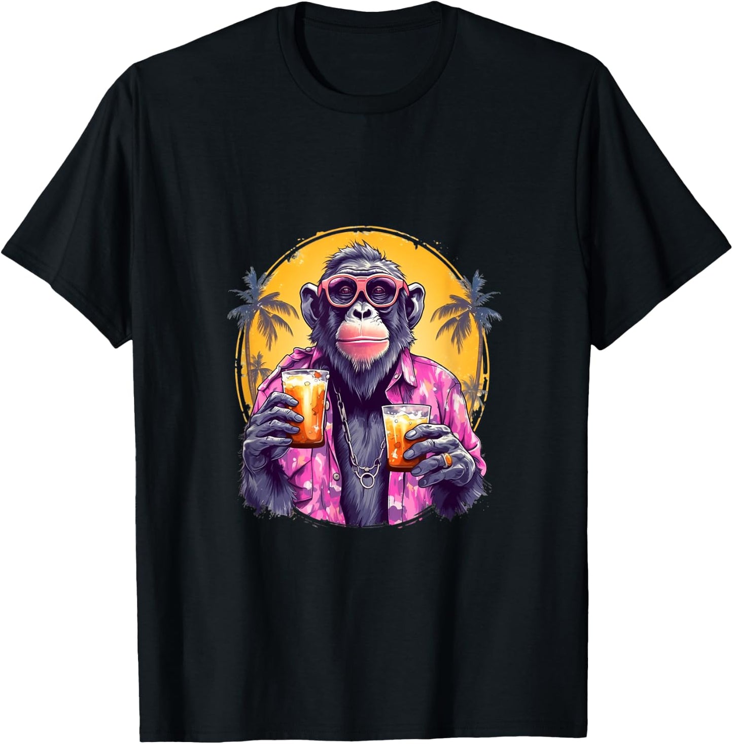 Monkey Drinking Beer Funny Beer Drinker Drunk Gorilla Ape T-Shirt - T-Shirt | Black