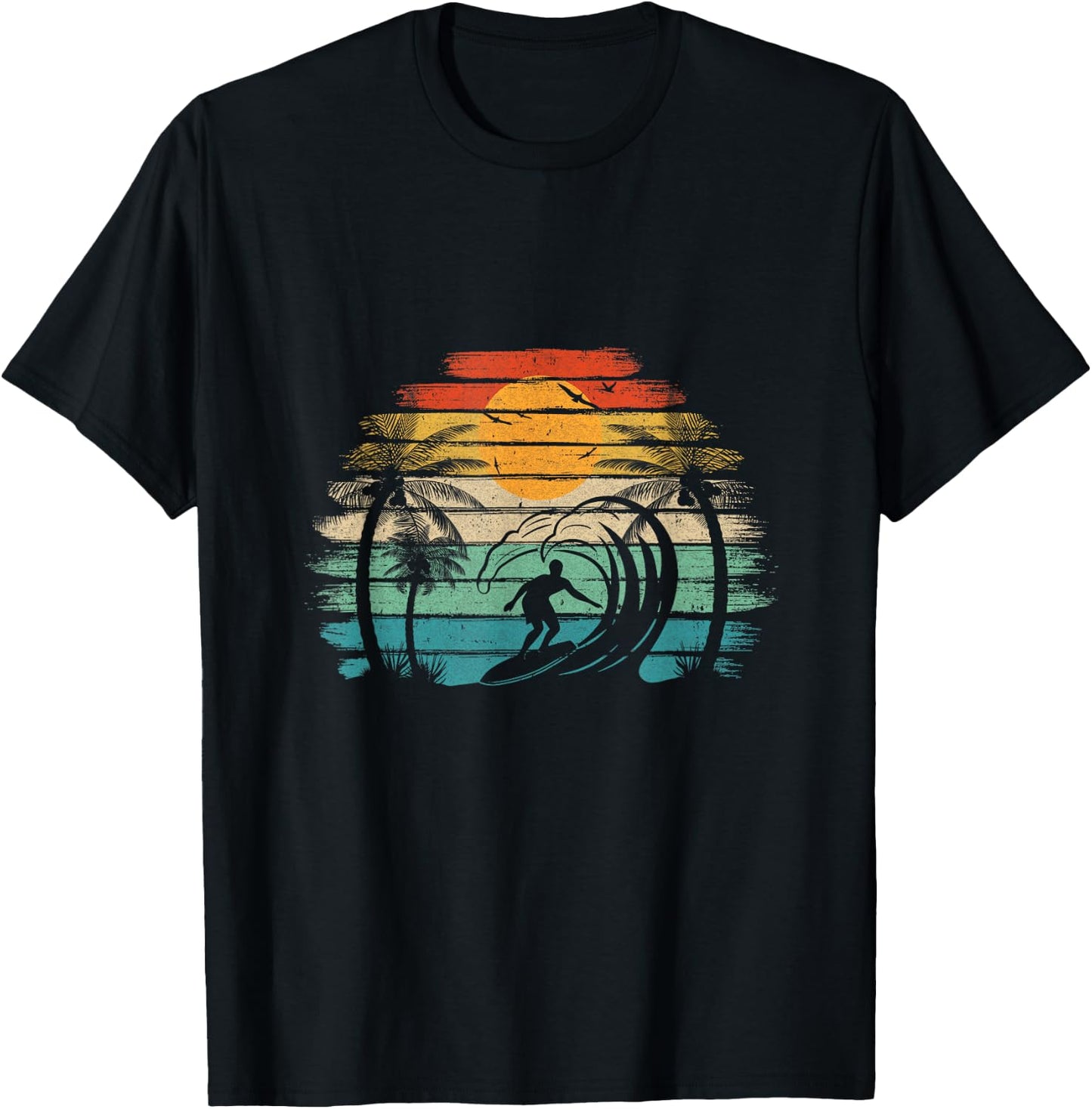 Retro Vintage Surfboard Surfing Surfboarder Wave Surfer T-Shirt - T-Shirt | Black
