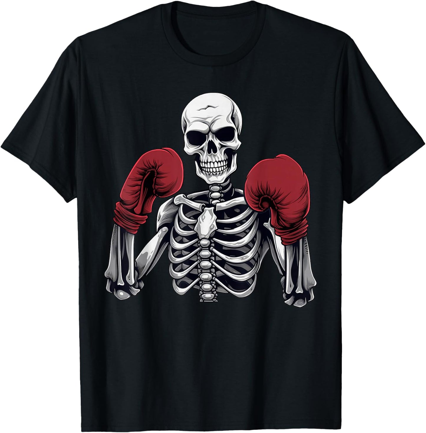 Skeleton Boxer Boxing Kickboxing Halloween Martial Arts T-Shirt - T-Shirt | Black
