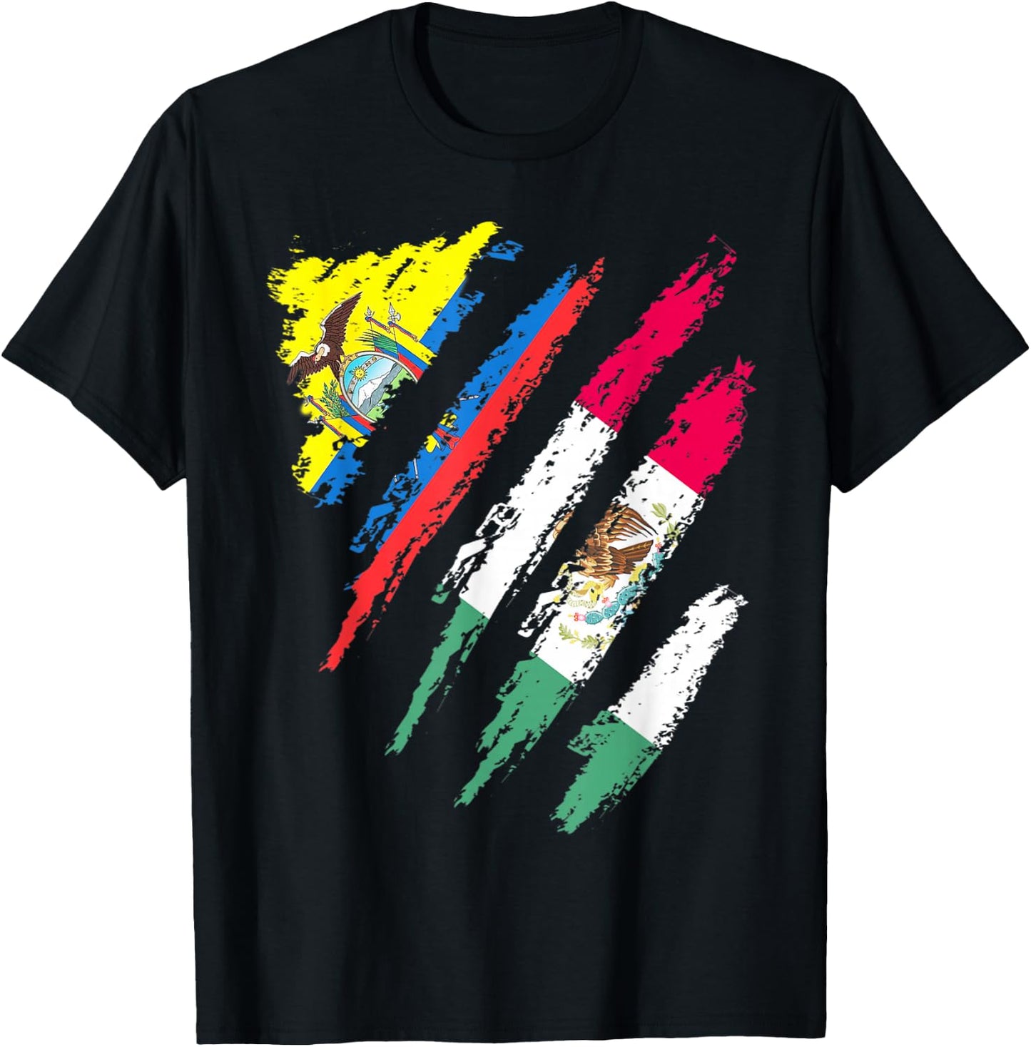 Ecuador Flag Mexico Grown Patriot Country Stripes T-Shirt - T-Shirt | Black