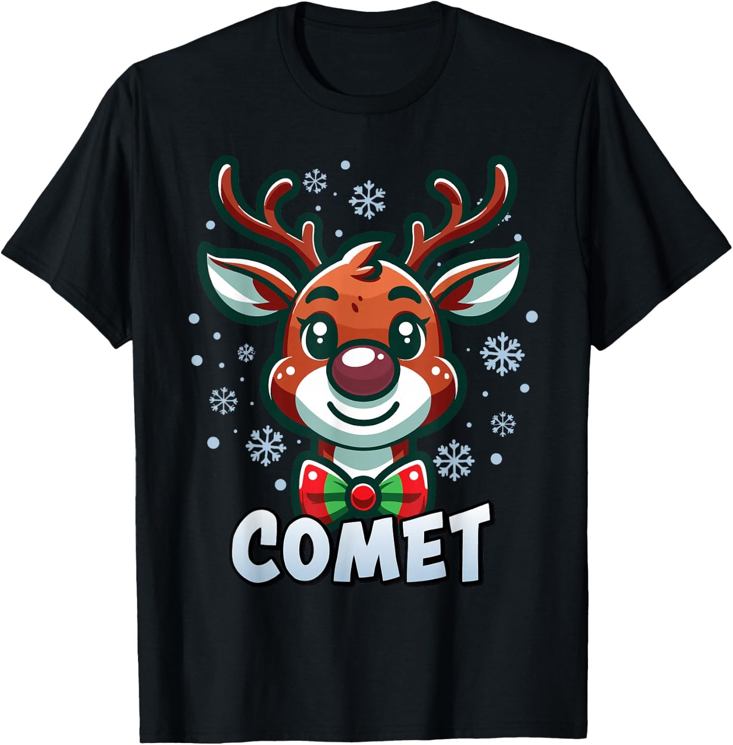Santa’s Reindeer Comet Xmas Group Costume T-Shirt - T-Shirt | Black