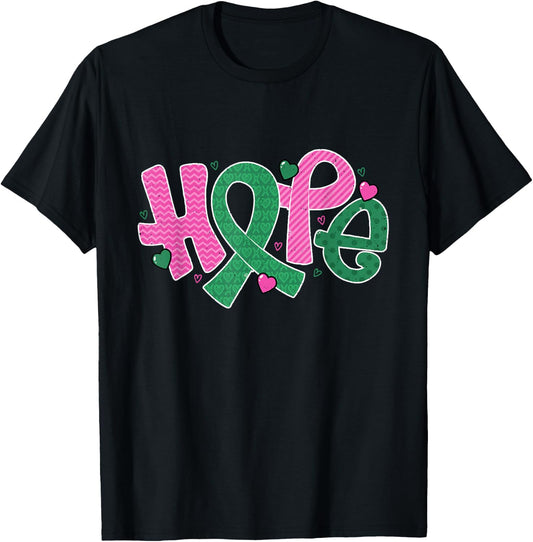 Liver and Breast Cancer Hope October Cancer Awareness Month T-Shirt - T-Shirt | Black