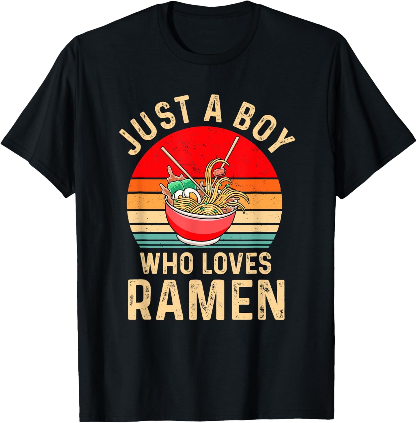 Ramen Noodles Boys Apparel Just a Boy Who Loves Ramen T-Shirt - T-Shirt | Black