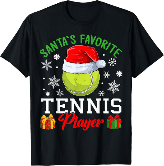 Tennis Christmas - Santa´s favorite Tennis player T-Shirt - T-Shirt | Black