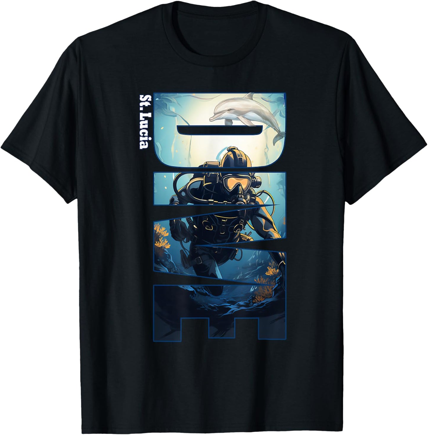 DIVE St. Lucia SCUBA Diving Snorkeling T-Shirt - T-Shirt | Black