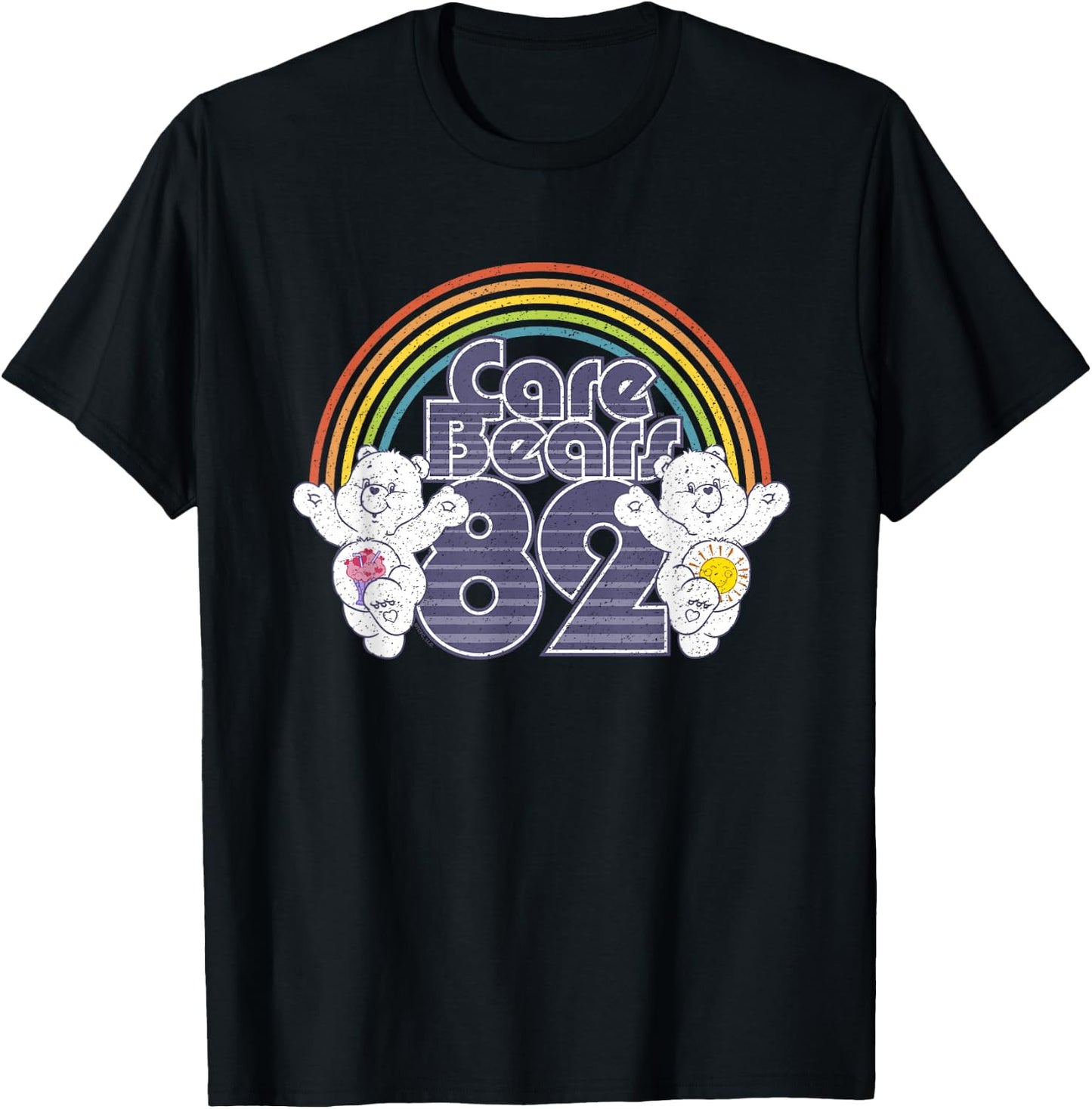 Care Bears 82 Rainbow With Share Bear And Cheer Bear T-Shirt - T-Shirt | Black