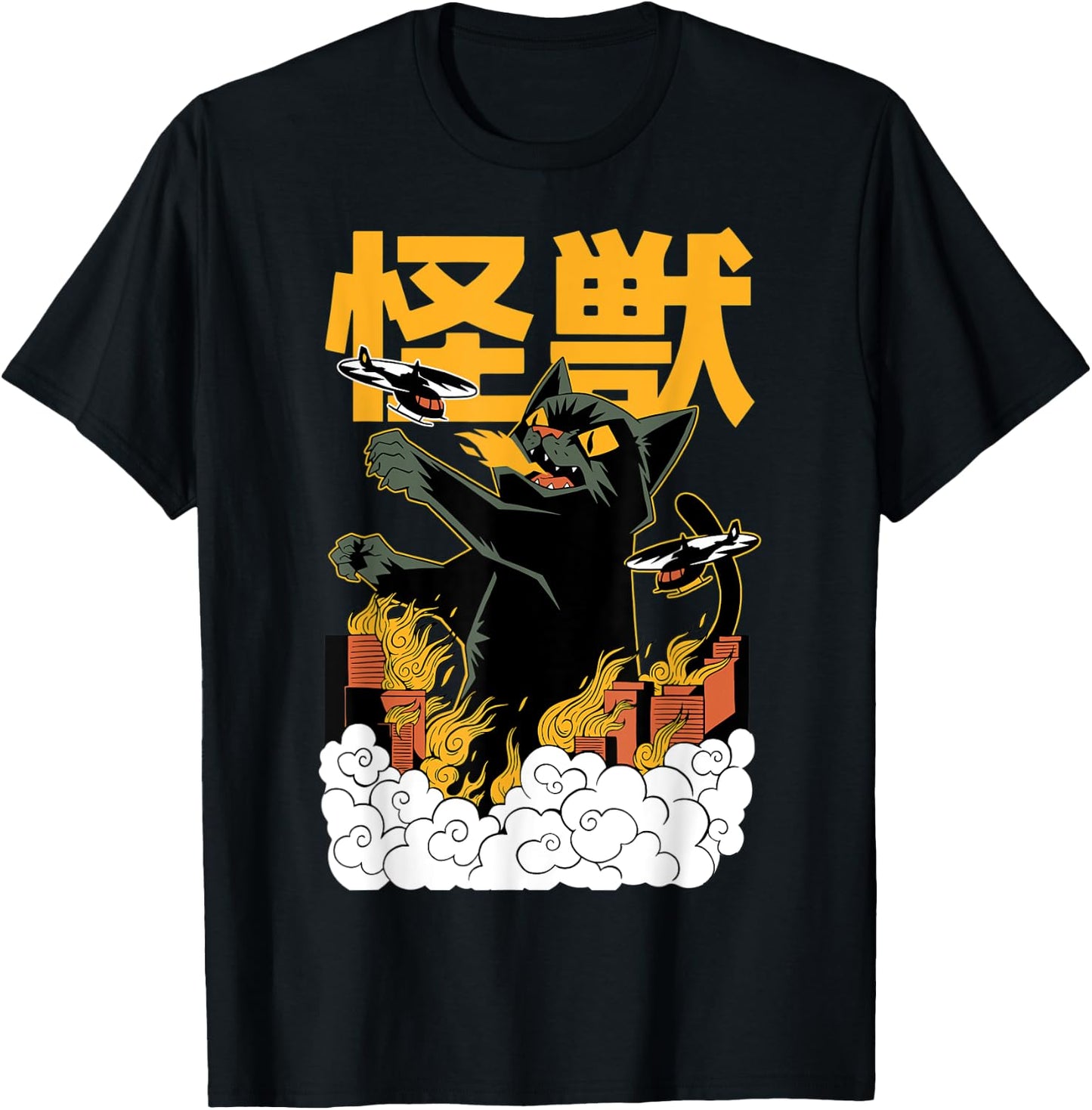 Catzilla Cat Kitten Lover Kaiju Film Parody Japanese Graphic Women Kids T-Shirt - T-Shirt | Black