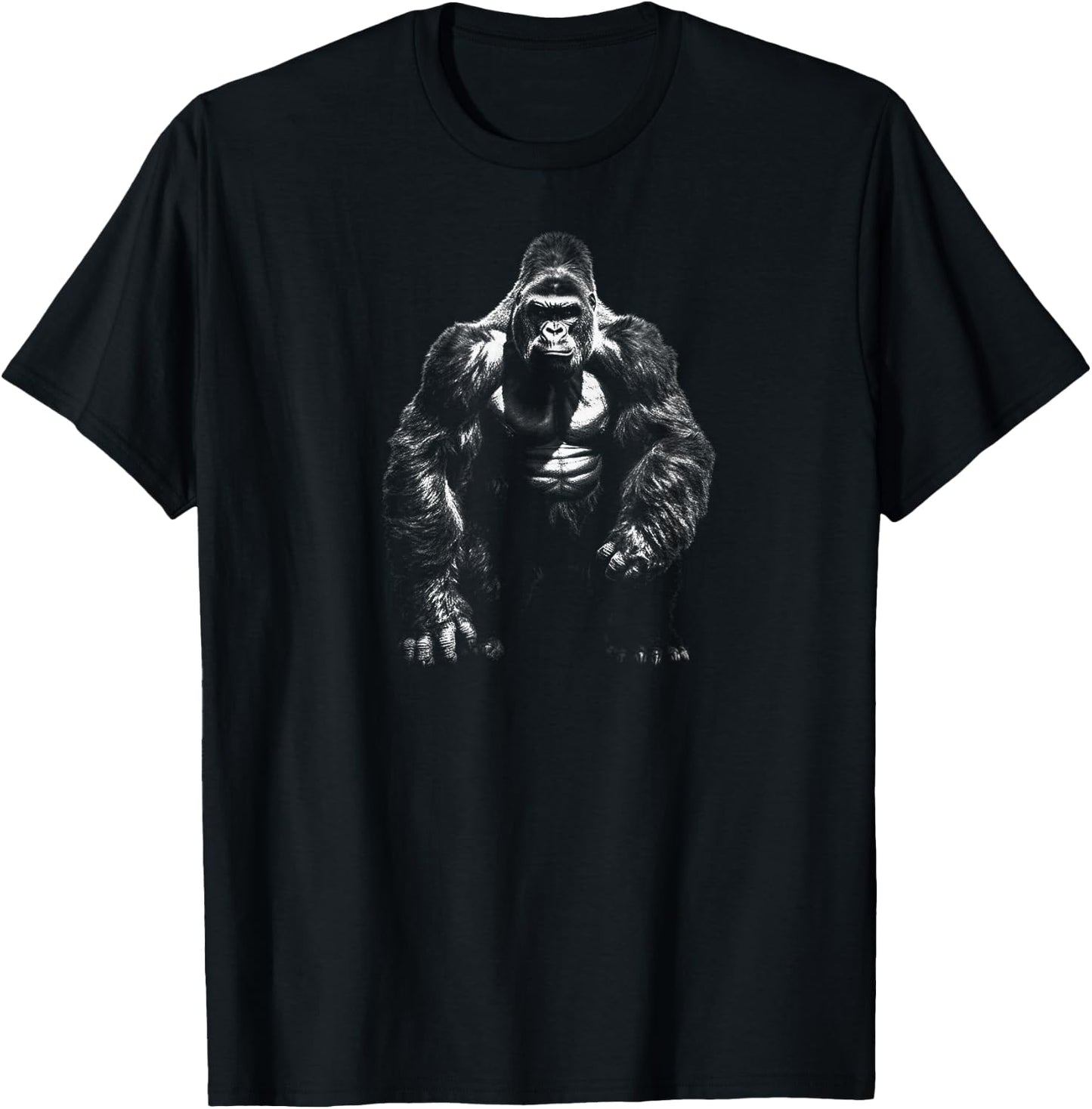 Gorilla Face Angry Growling Scary Silverback Gorilla T-Shirt - T-Shirt | Black