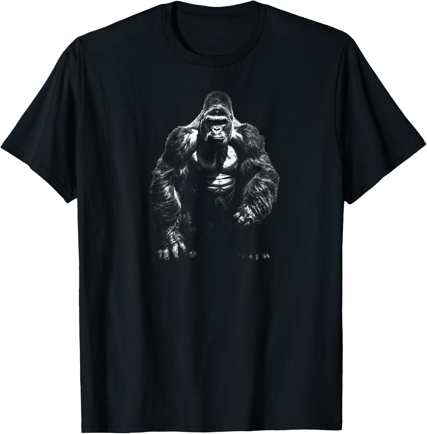 Gorilla Face Angry Growling Scary Silverback Gorilla T-Shirt - T-Shirt | Black